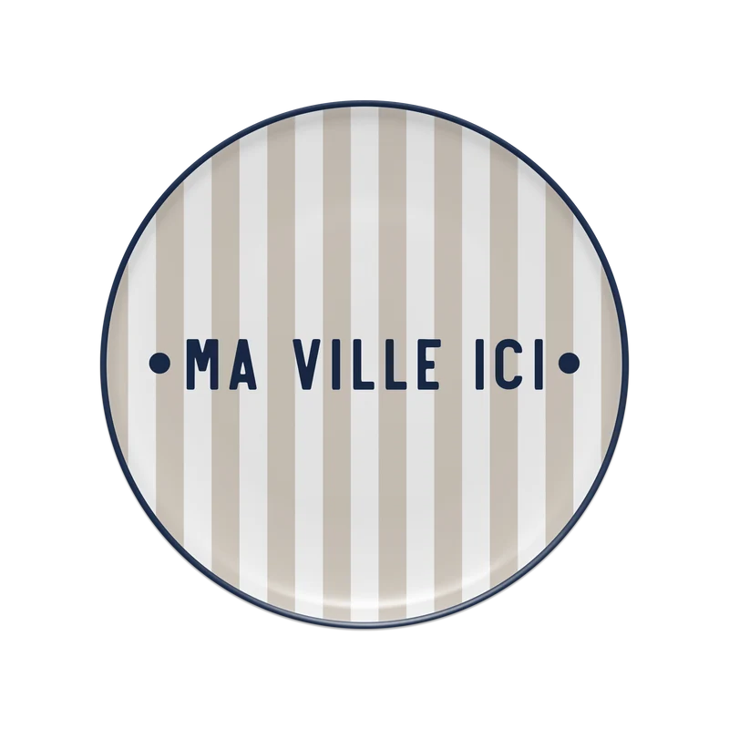Tovaglietta personalizzata in vinile blu beige chiaro Bagnard