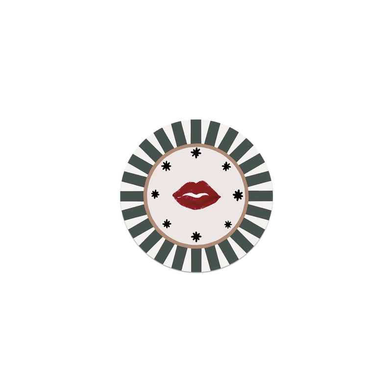 Set di 6 sottobicchieri in vinile con labbra rosse