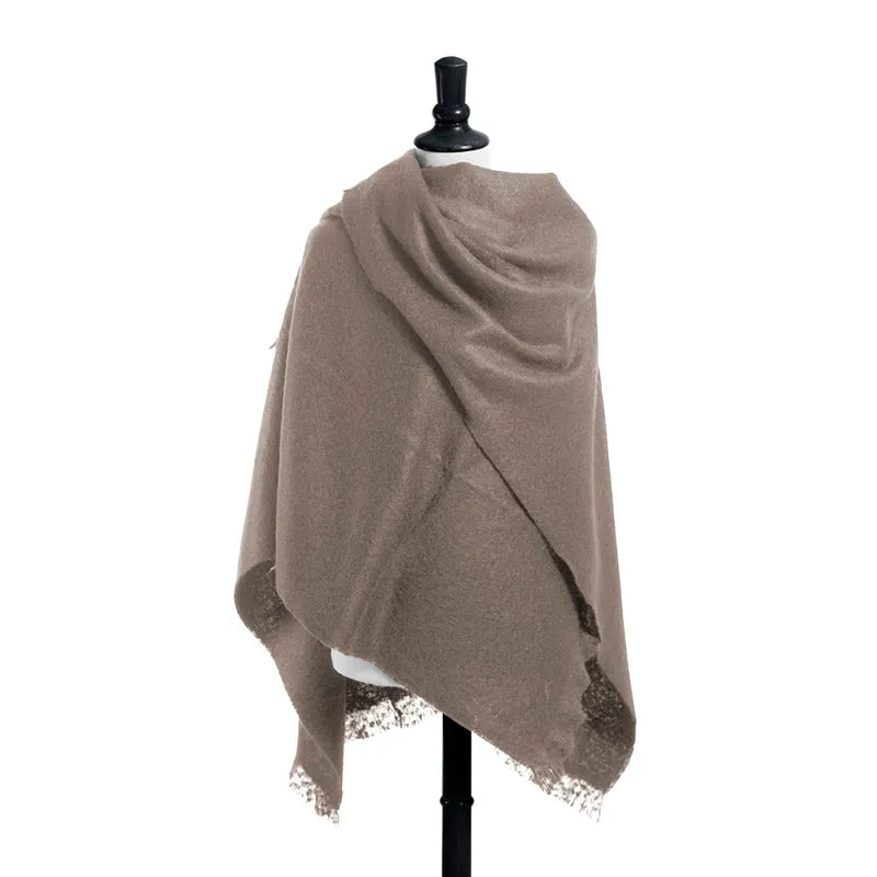 Poncho in mohair tinta unita Tortora