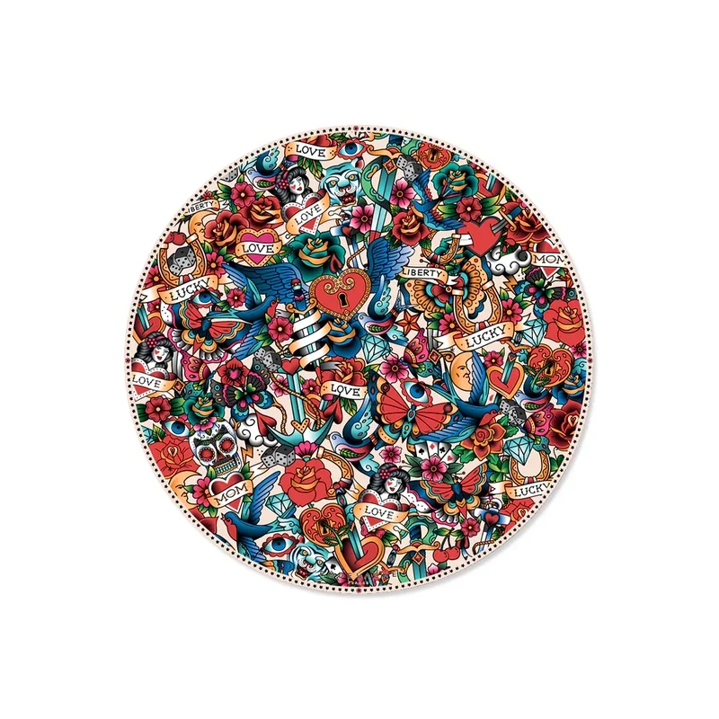 Set di 6 sottobicchieri in vinile Tattoo Mix - Rotondi