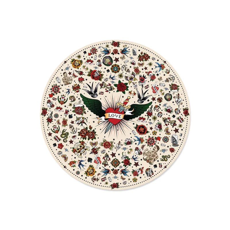 Set di 6 sottobicchieri in vinile Tattoo Beige - Rotondi