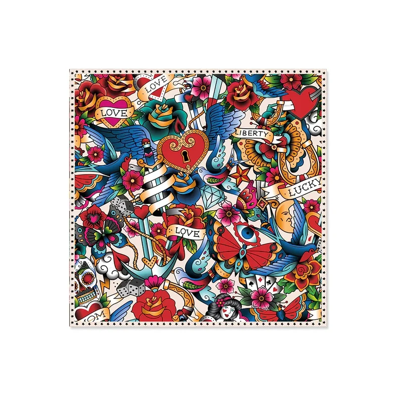 Set di 6 sottobicchieri in vinile Tattoo Mix