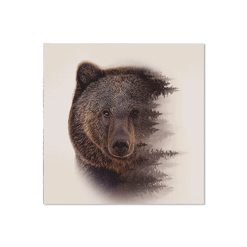 Set di 6 sottobicchieri in vinile con orso bruno