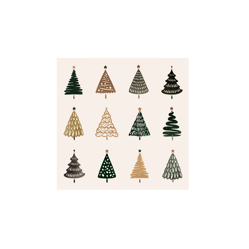 Set di 6 sottobicchieri in vinile con alberi di Natale