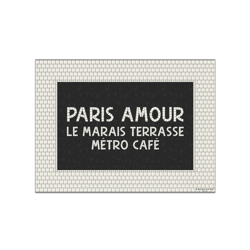 Tovaglietta in vinile Metro White Paris Love
