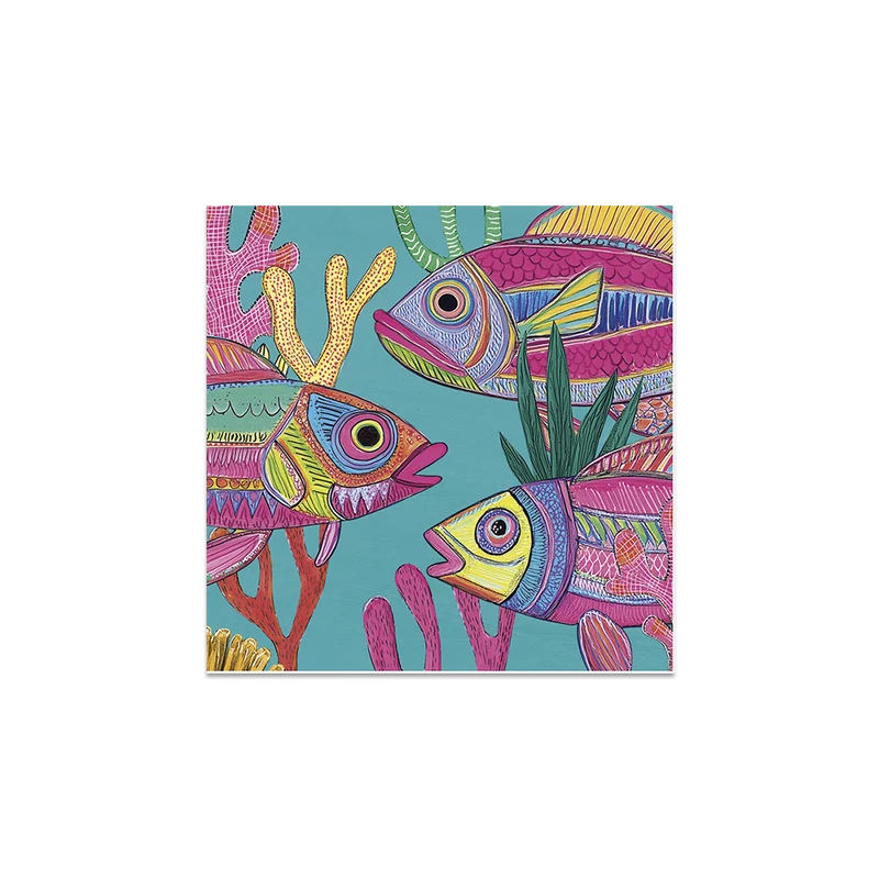 Set di 6 sottobicchieri in vinile Pescati