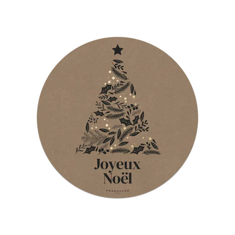 Set di 6 sottobicchieri in vinile Kraft Merry Christmas