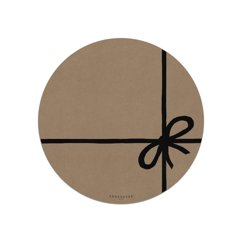 Set di 6 sottobicchieri in vinile con fiocco natalizio in carta kraft