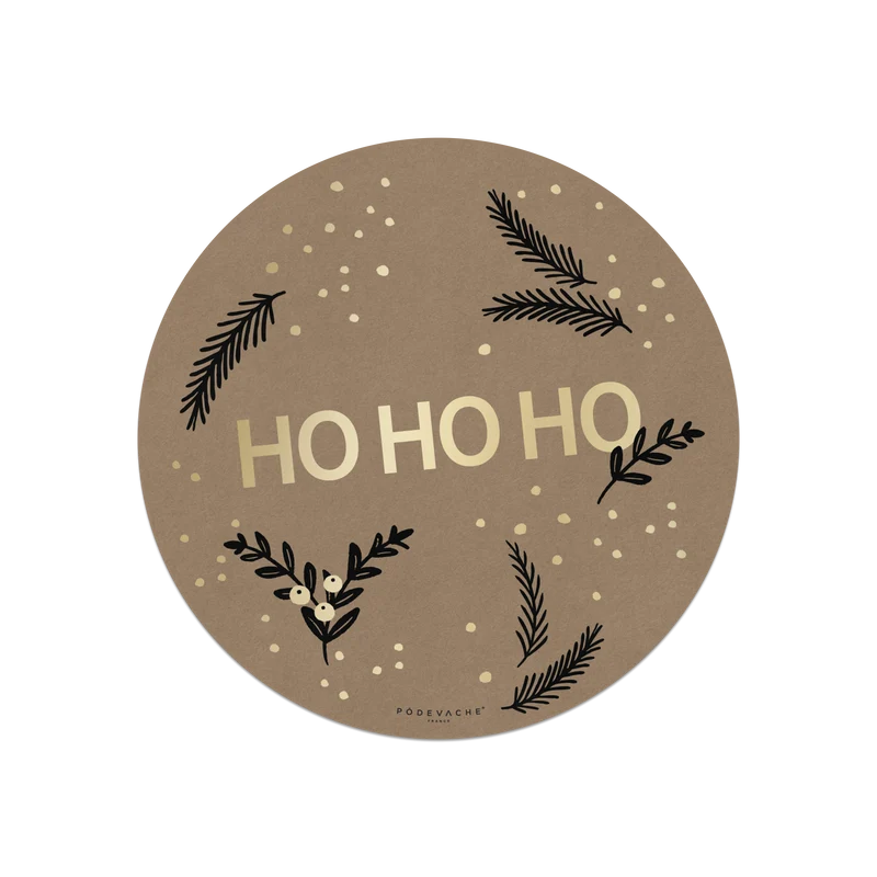 Set di 6 sottobicchieri natalizi in vinile Kraft Ho Ho Ho