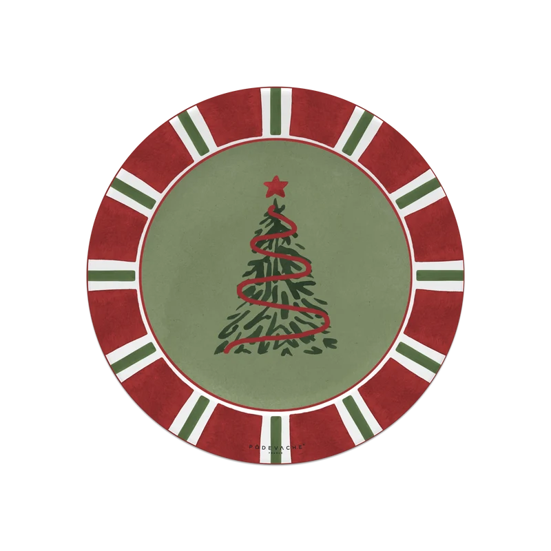 Set di 6 sottobicchieri in vinile a forma di albero di Natale