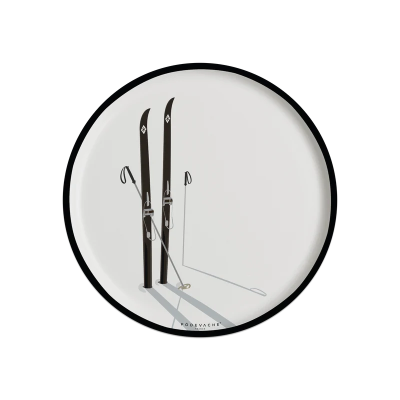 Set di 6 sottobicchieri in vinile con sci piantati