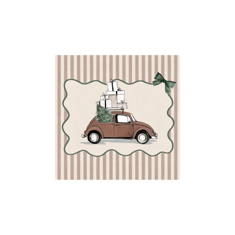 Set di 6 sottobicchieri per auto in vinile beige natalizio