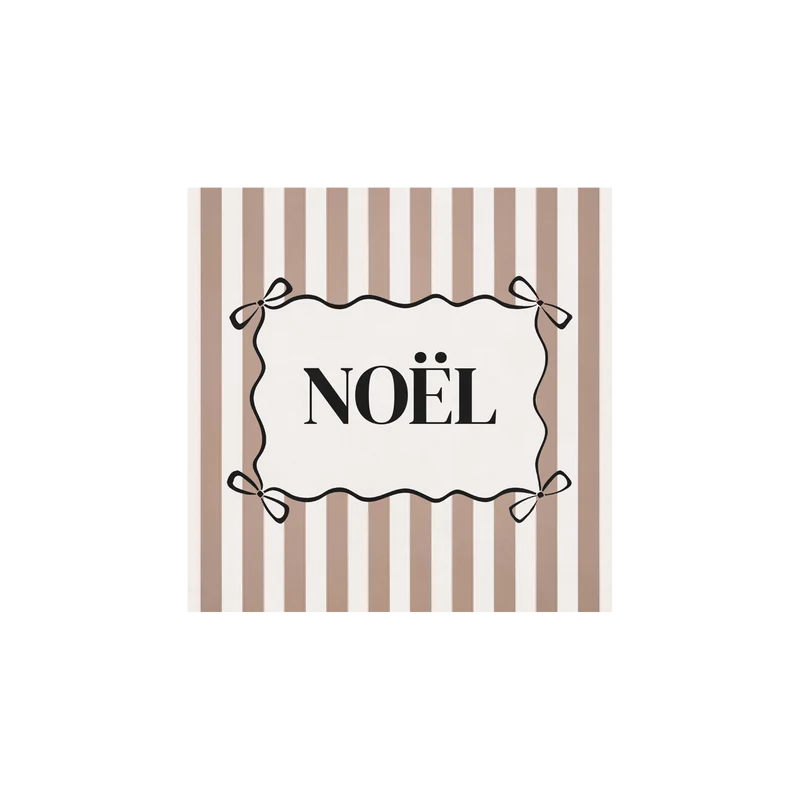 Set di 6 sottobicchieri natalizi in vinile a righe beige