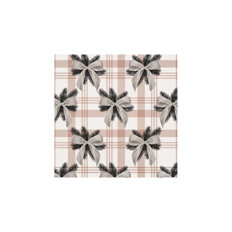 Set di 6 sottobicchieri natalizi in vinile beige con fiocchi