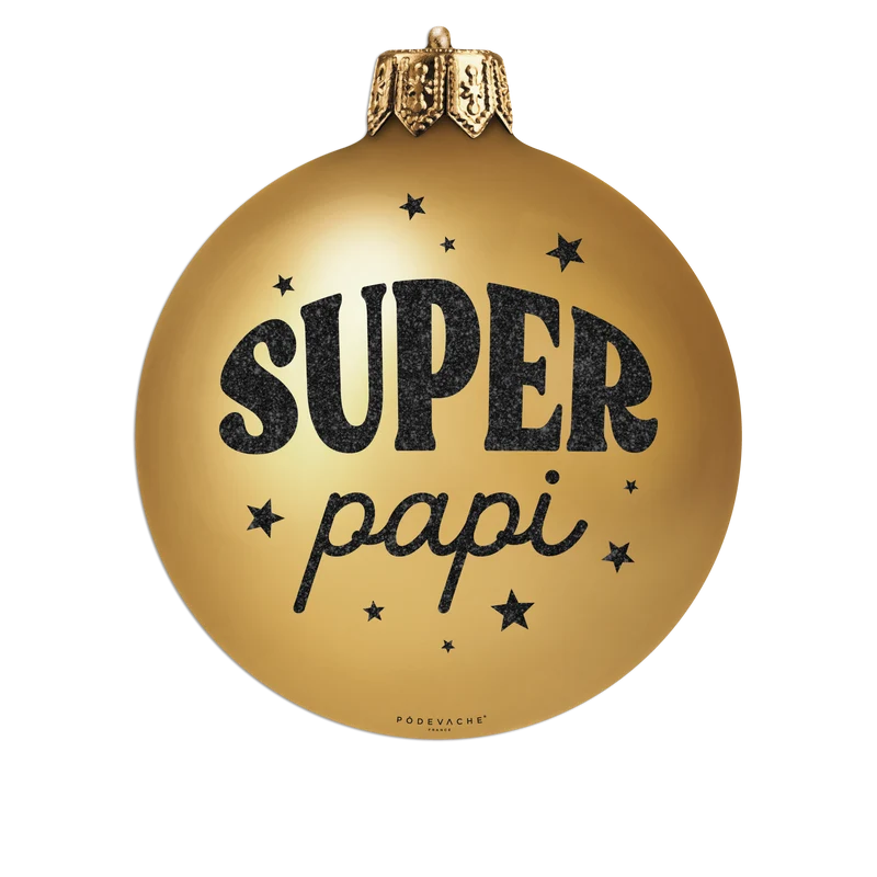 Set di 6 sottobicchieri in vinile con palline di Natale Super Grandpa