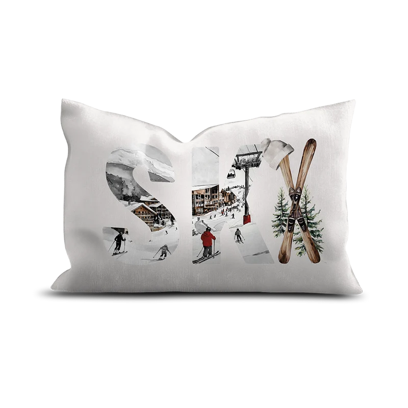 Cuscino in velluto Ski Clusaz