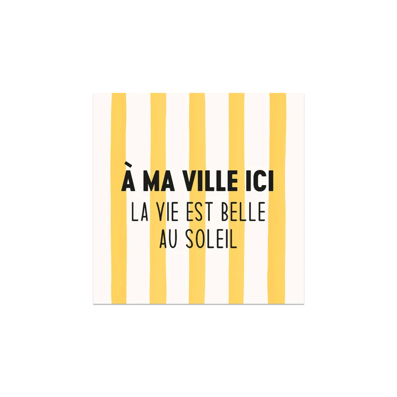 Set di 6 sottobicchieri in vinile personalizzati La vita è bella Giallo