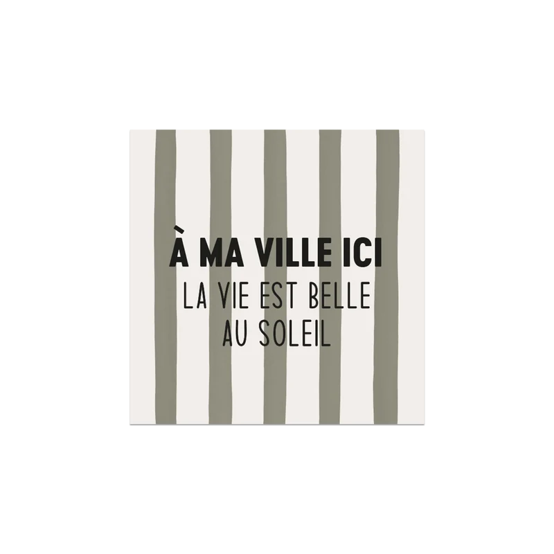 Set di 6 sottobicchieri in vinile personalizzati La vita è bella Khaki
