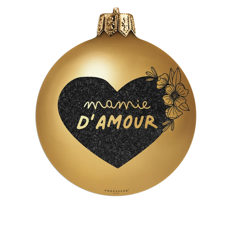 Set di 6 sottobicchieri in vinile a forma di palline di Natale, Grandma Love