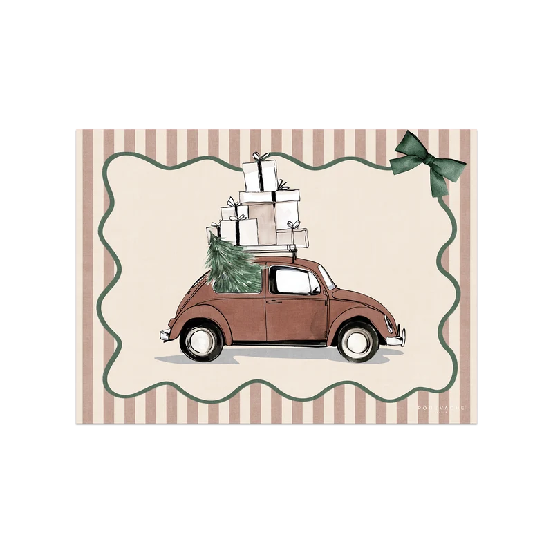 Tovaglietta in vinile natalizia per auto beige