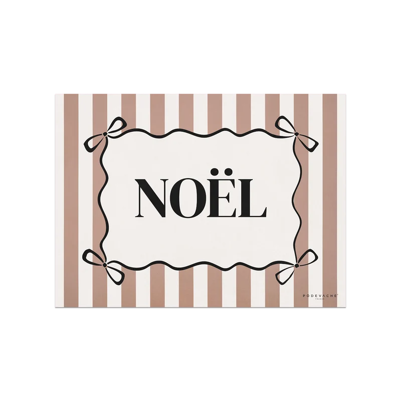 Tovaglietta in vinile natalizia a righe beige